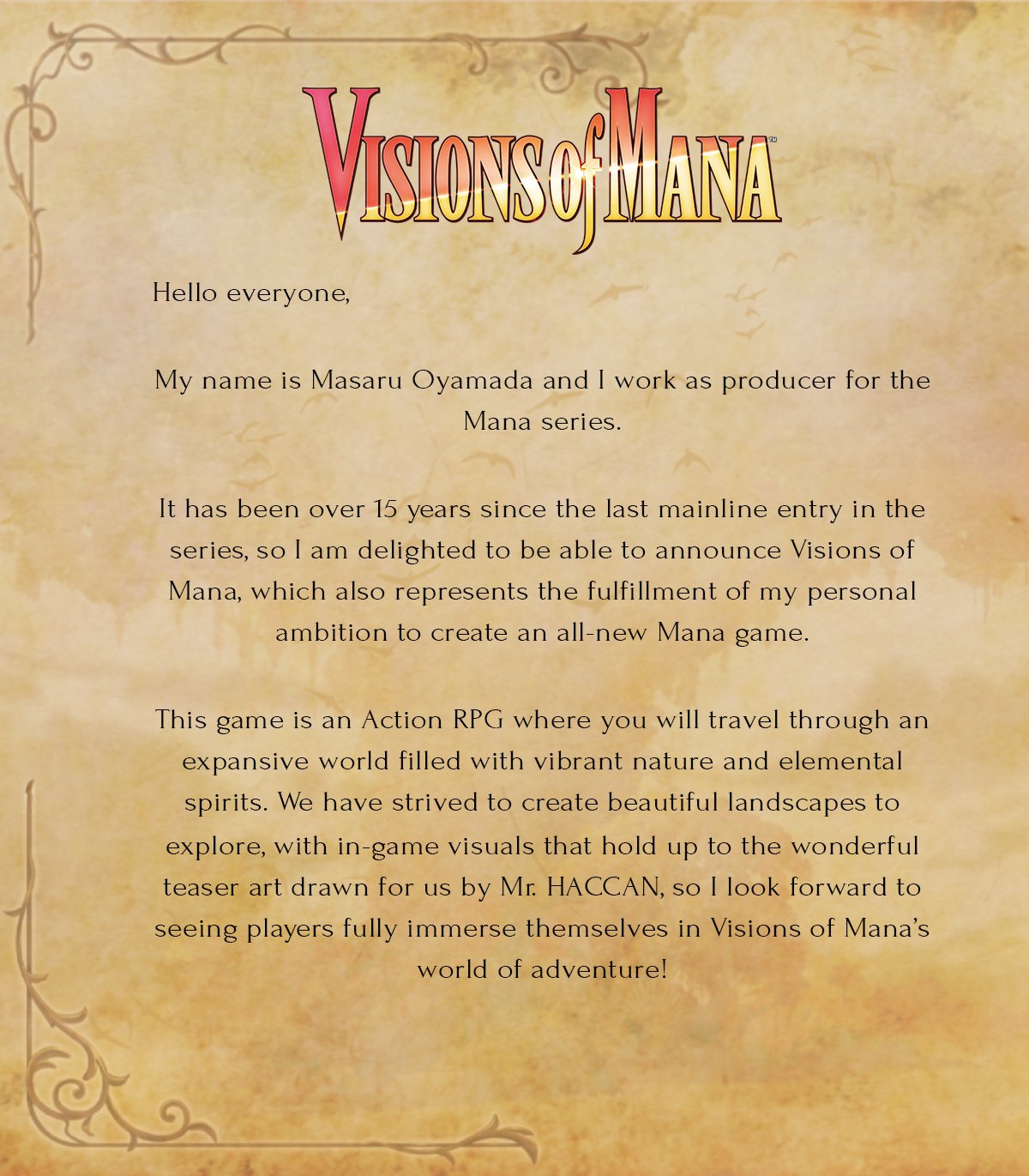 Visions of Mana Producer Message part 1